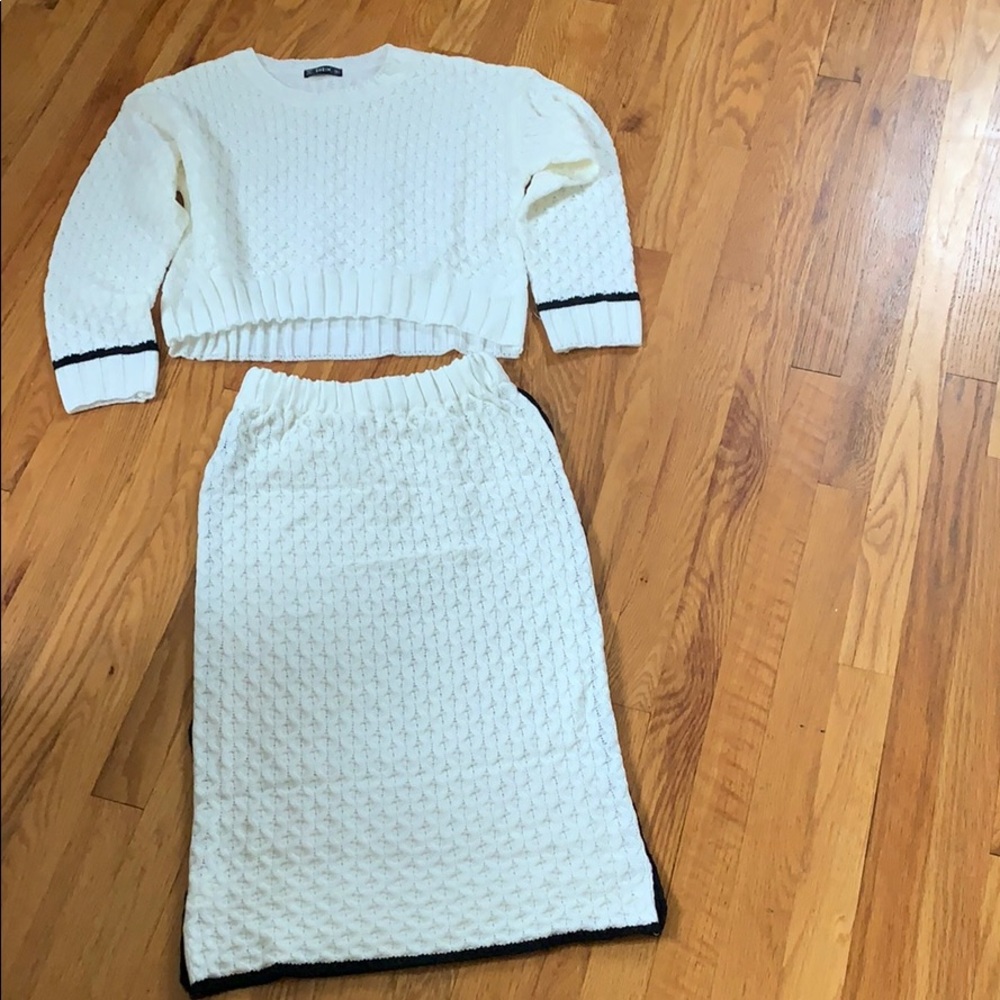 Shein Cropped Sweater and Skirt set